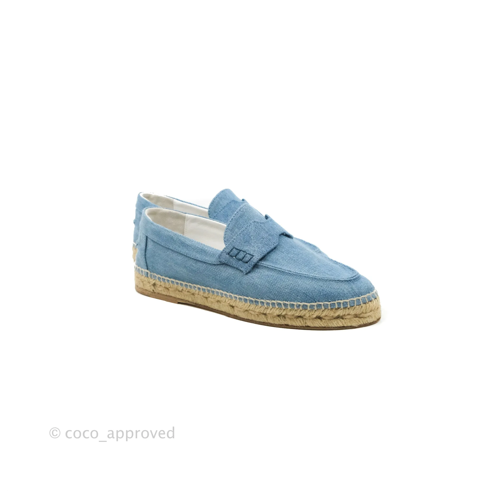 Hermes Denim Canvas Trip Espadrilles Bleu Clair Size 36