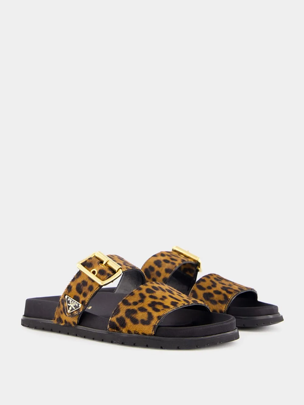 Honey Printed Leather Slides