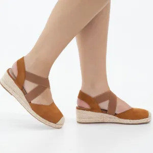 Hype 5.5cm wedge espadrille with elastic brown