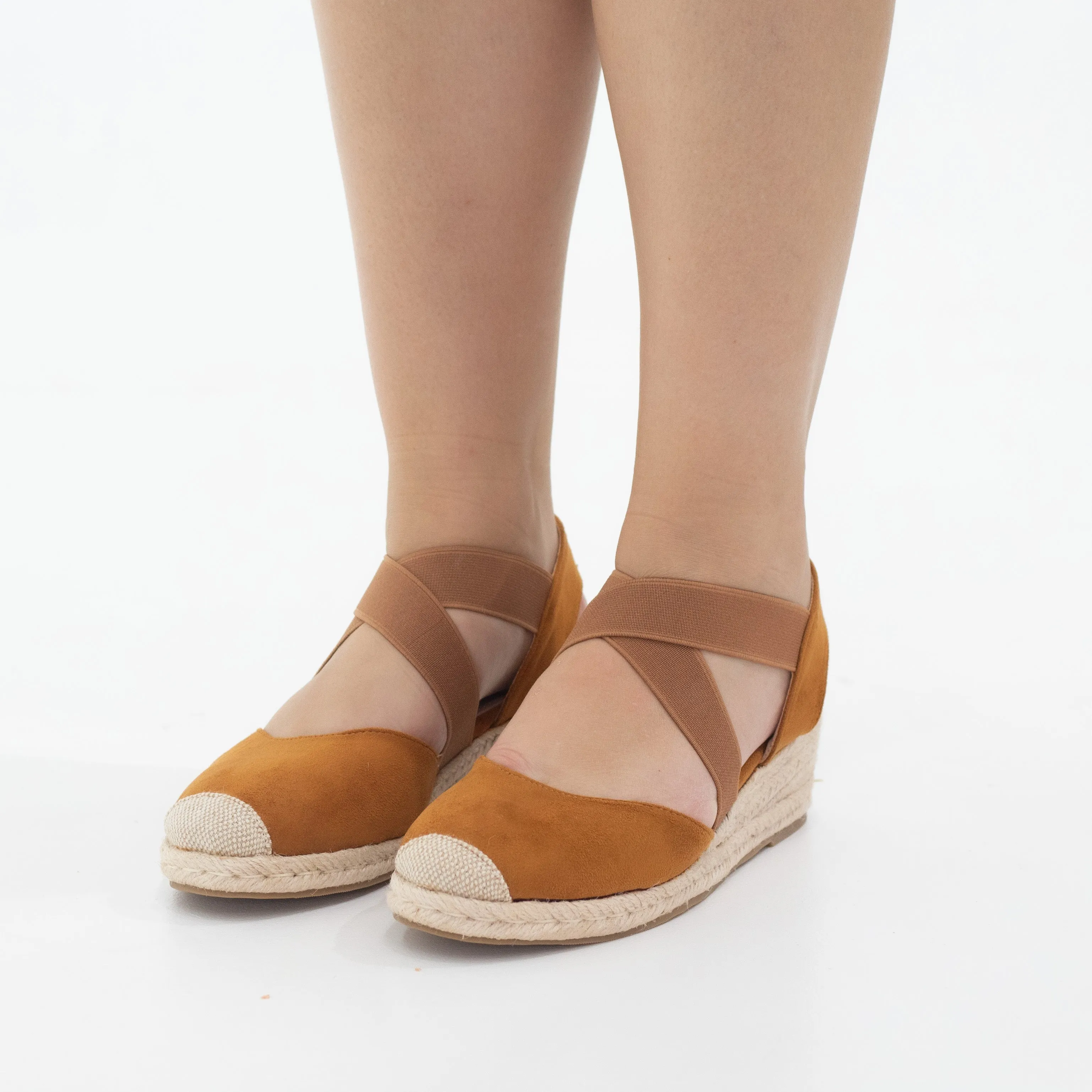 Hype 5.5cm wedge espadrille with elastic brown