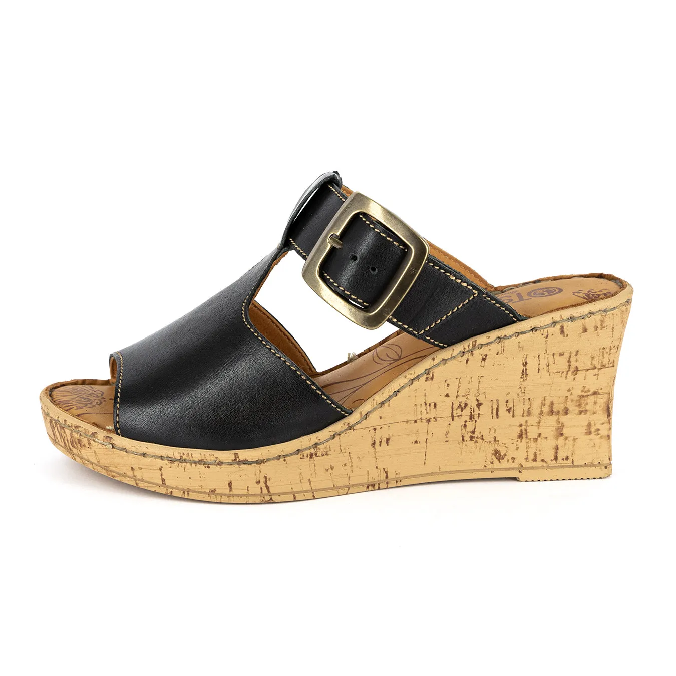 Iradiyusi : Ladies High-Heeled Leather Sandal in Black Relaxa