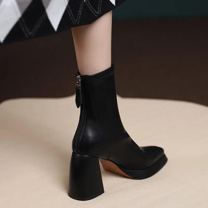 Itzel Black Platform Sock Boots