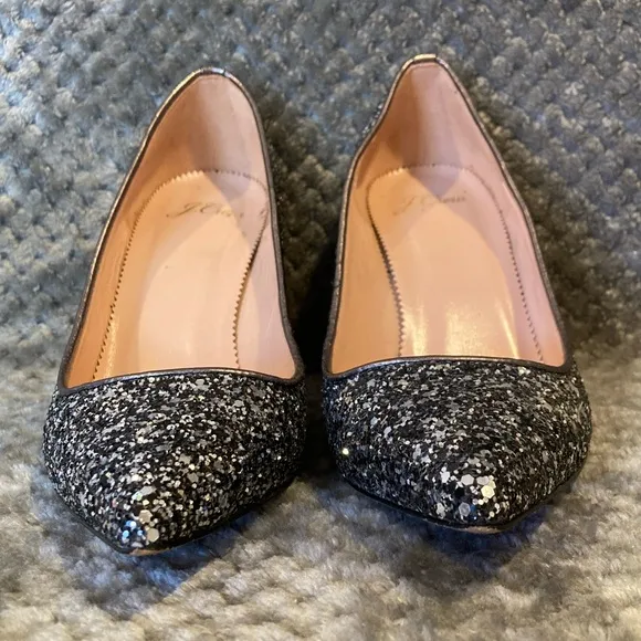 J. Crew Elsie pumps in gunmetal glitter