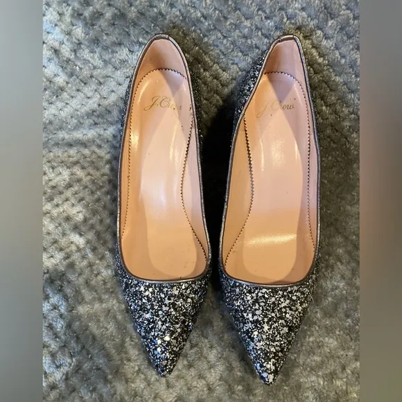 J. Crew Elsie pumps in gunmetal glitter