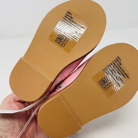 Janie &amp; Jack Baby Girls Size 4 Metallic Heart Ankle Booties in Pink/Red $79