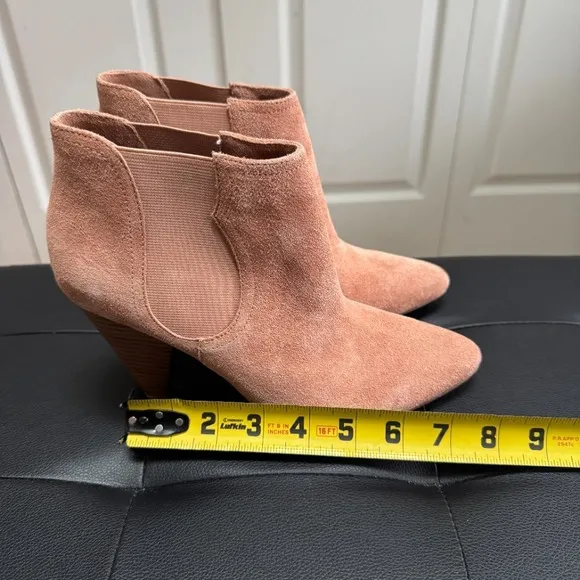 Joie | Neutral Pink Suede Leather Ankle Chelsea Booties Modern Victorian Office