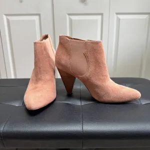 Joie | Neutral Pink Suede Leather Ankle Chelsea Booties Modern Victorian Office
