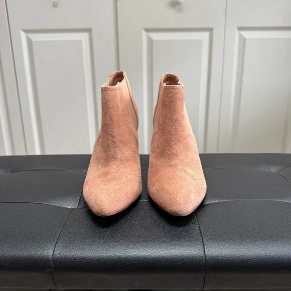 Joie | Neutral Pink Suede Leather Ankle Chelsea Booties Modern Victorian Office