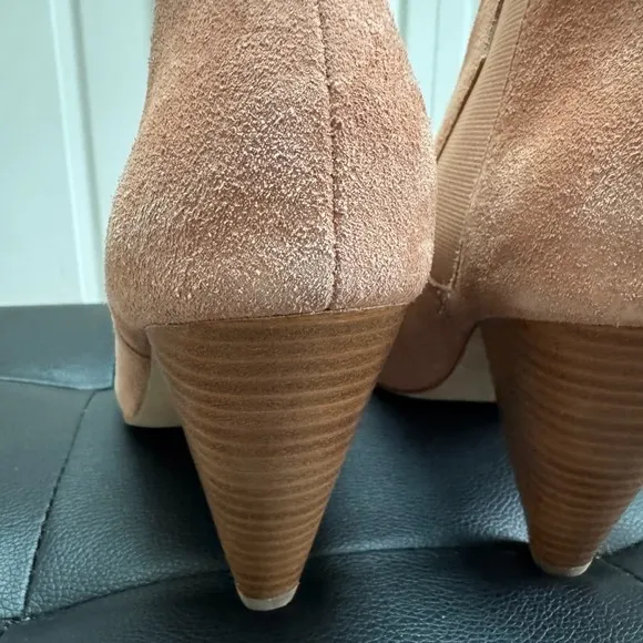 Joie | Neutral Pink Suede Leather Ankle Chelsea Booties Modern Victorian Office