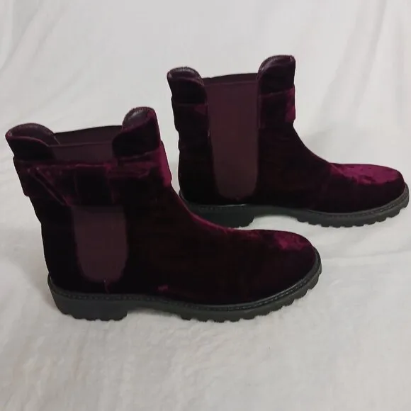 Joie Size 7.5, Purple/Plum Velvet, Chelsea, Ankle Height, Booties, Hollie Bow