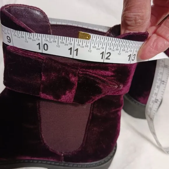 Joie Size 7.5, Purple/Plum Velvet, Chelsea, Ankle Height, Booties, Hollie Bow