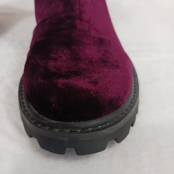 Joie Size 7.5, Purple/Plum Velvet, Chelsea, Ankle Height, Booties, Hollie Bow