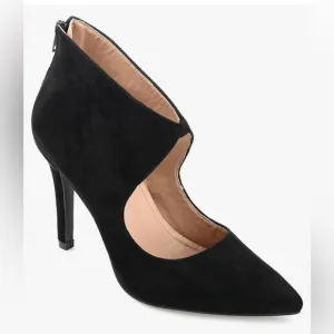 Journee Collection Junniper Zip-Back Stiletto Pumps Black Velvet. 3.5 Heel. 6.5