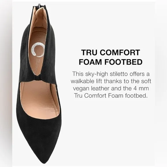 Journee Collection Junniper Zip-Back Stiletto Pumps Black Velvet. 3.5 Heel. 6.5