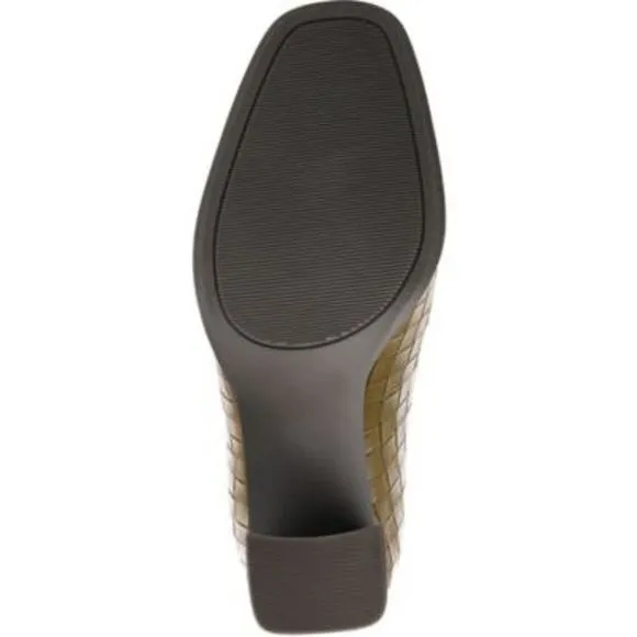 JOURNEE COLLECTION Womens Green Woven Brielle Square Toe Block Heel Booties 7