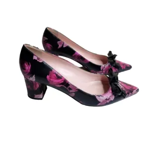 Kate Spade Madelaine women's floral print bow block heel pointed toe pumps Sz 6