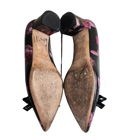 Kate Spade Madelaine women's floral print bow block heel pointed toe pumps Sz 6