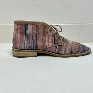 Kelsi Dagger Brooklyn Pink Blue Canvas Lace up Flat Bootie Ankle Boot 7 EUC