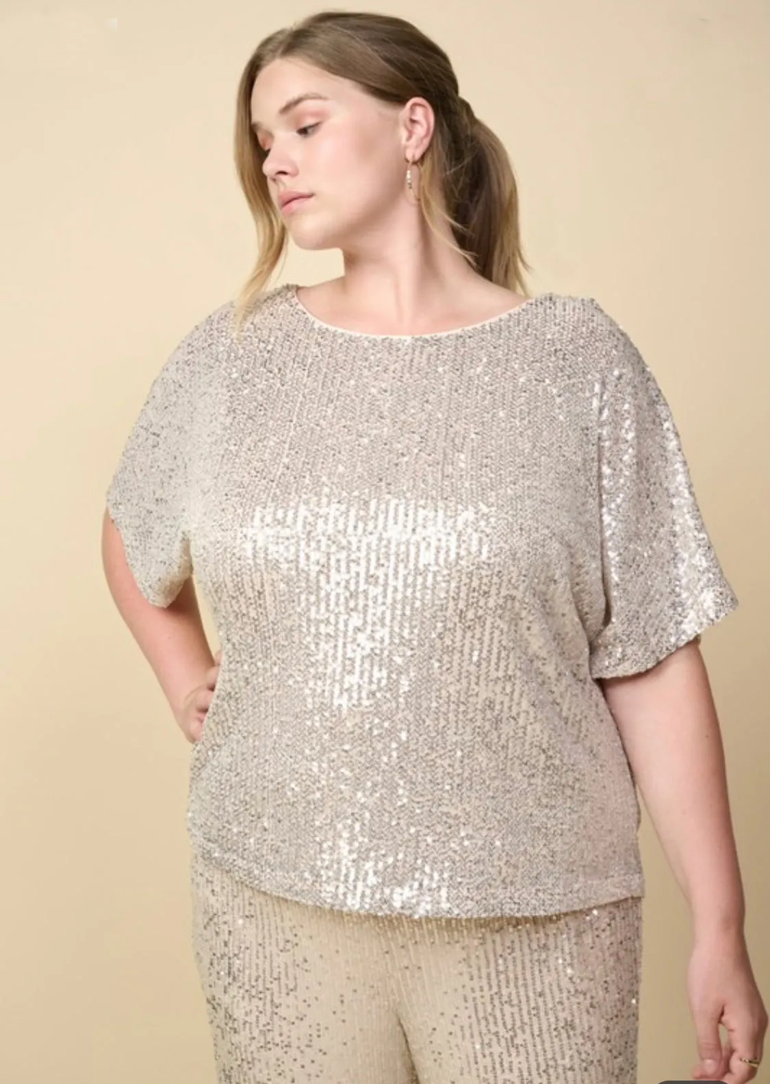 KILEY CHAMPAGNE SEQUIN BLOUSE