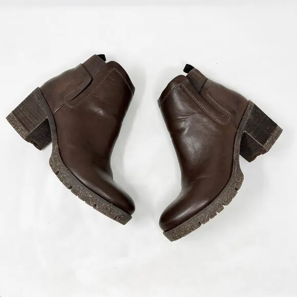 [Korks] Dark Brown Elsie Ankle Boots Round Toe Chunky Heel Lug Sole Booties 8.5