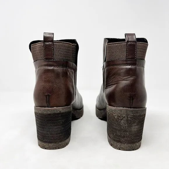 [Korks] Dark Brown Elsie Ankle Boots Round Toe Chunky Heel Lug Sole Booties 8.5