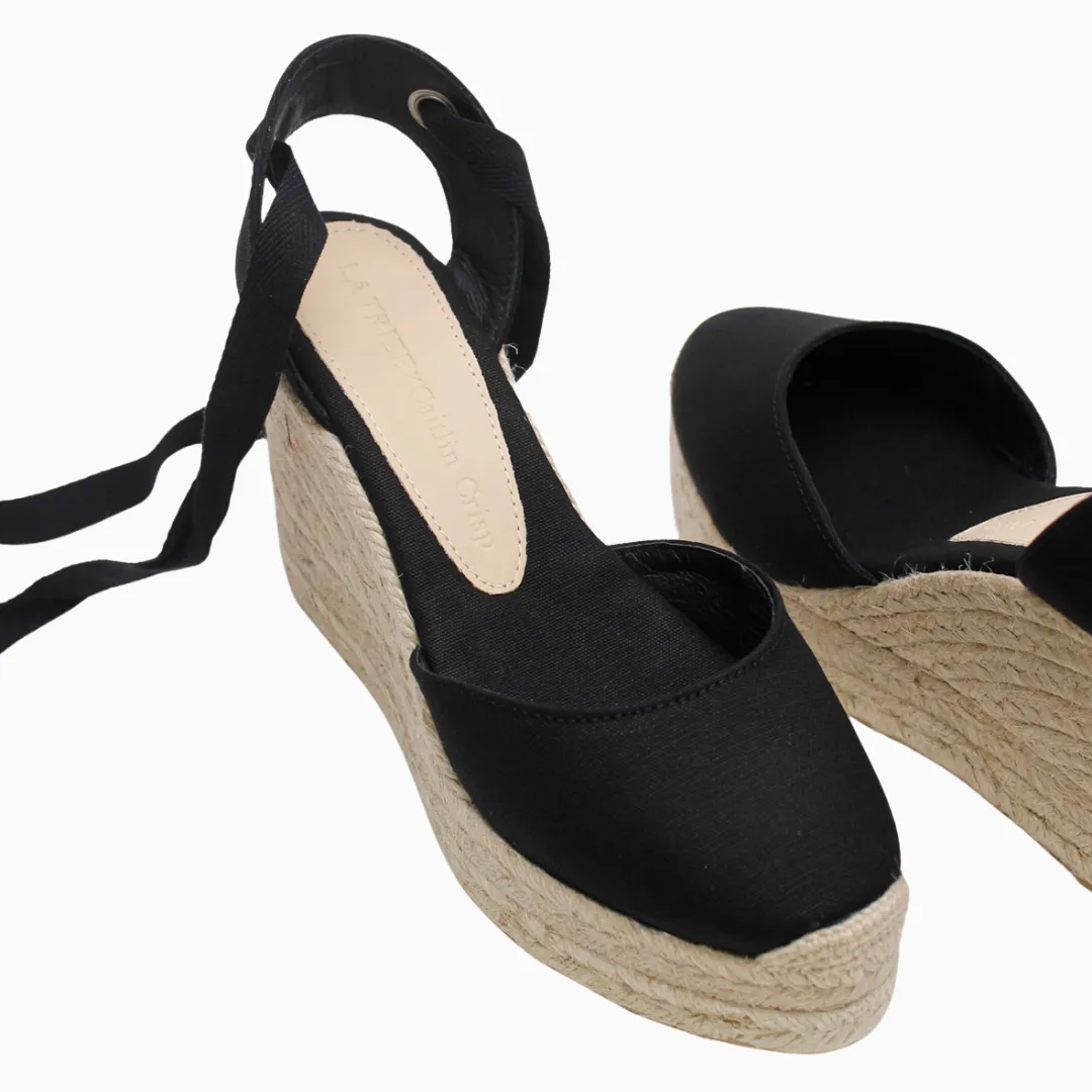 la tribe x caitlin crisp high wedge esperdrille black