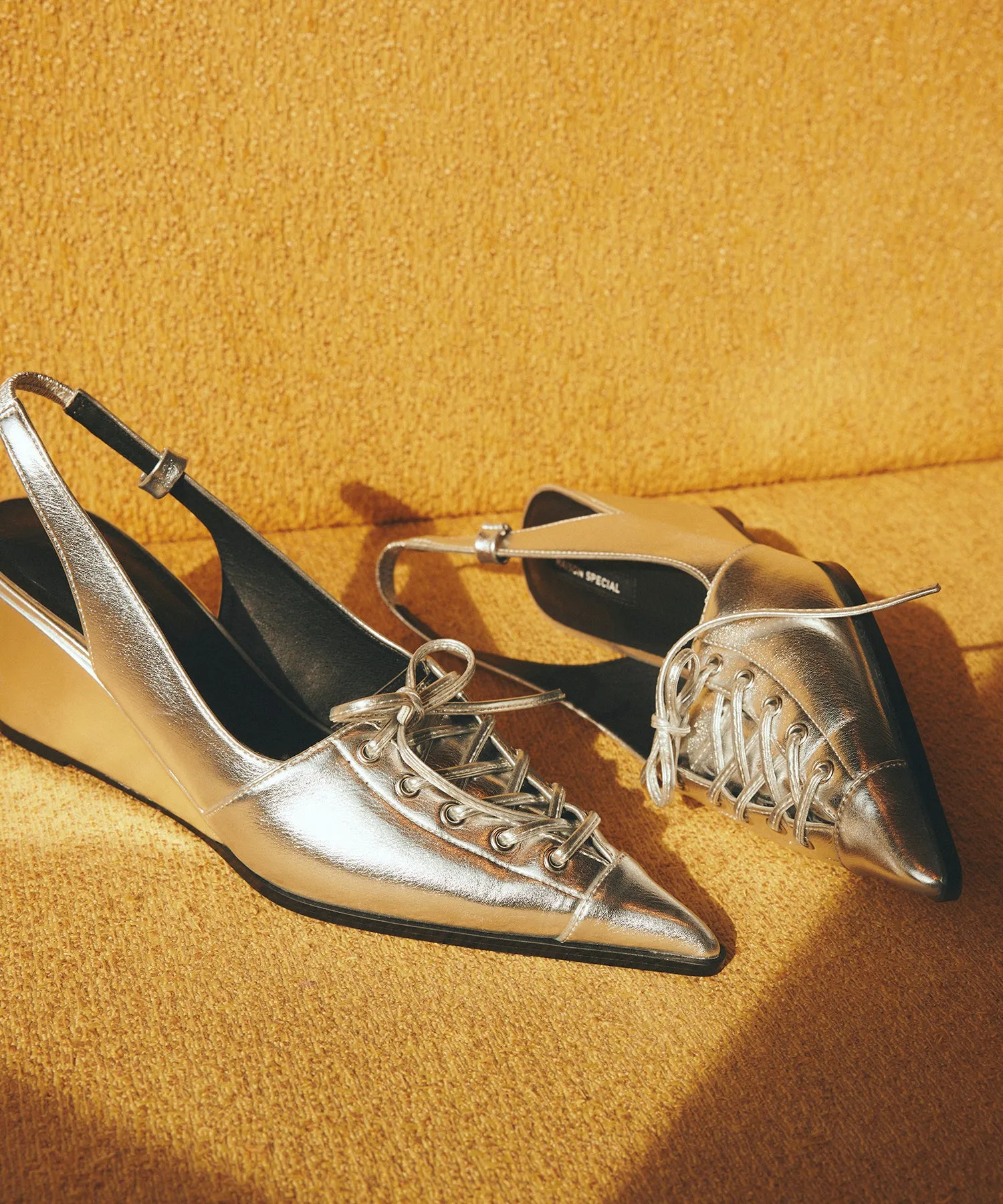 Lace Up Pointed Pumps