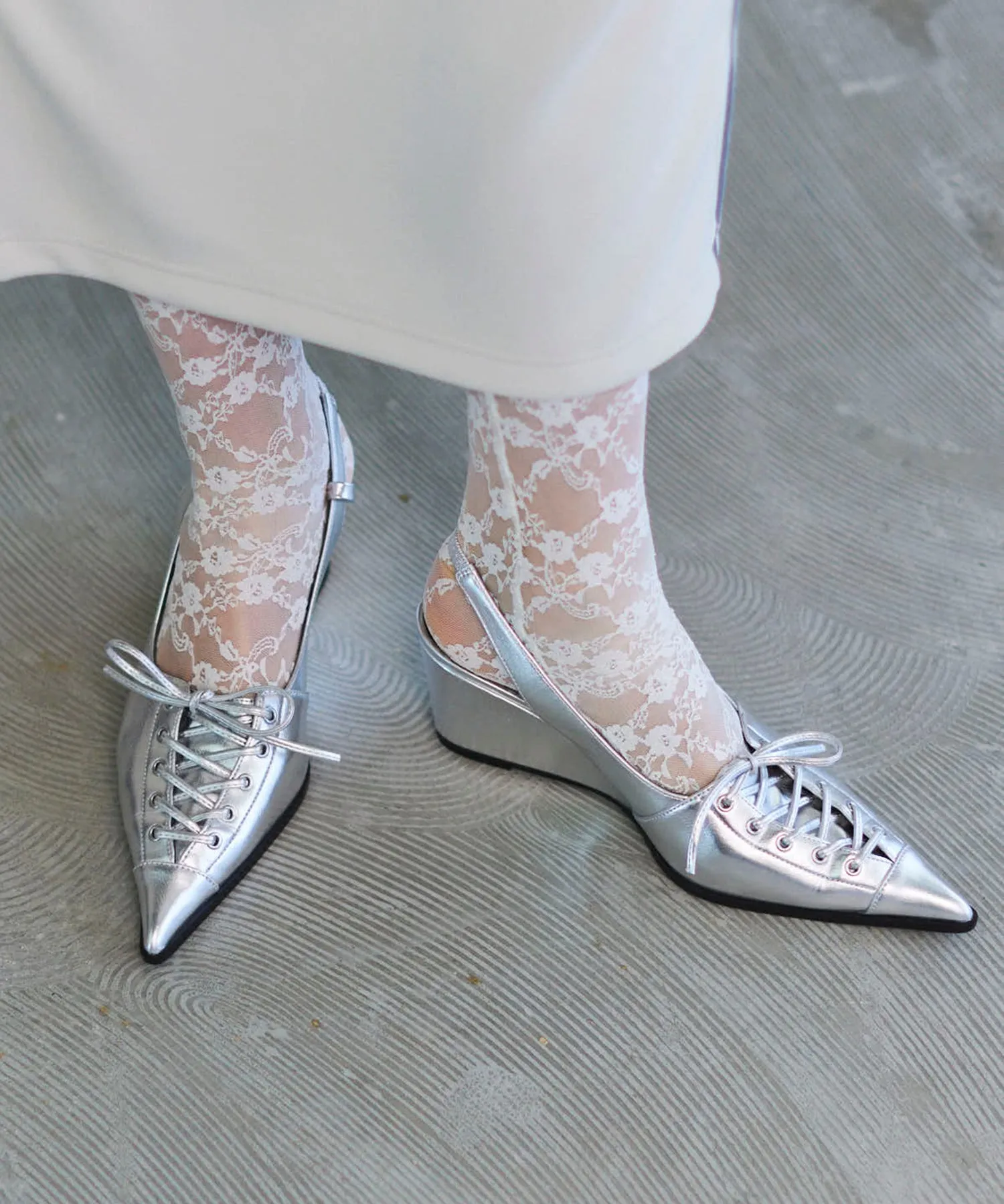 Lace Up Pointed Pumps