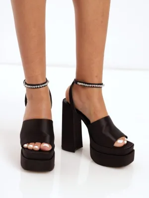 Ladies Giorgia Stacked Platform Mule Heel - Black