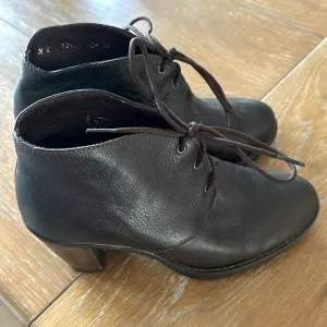 Leather Tie Up Heeled Ankle Booties