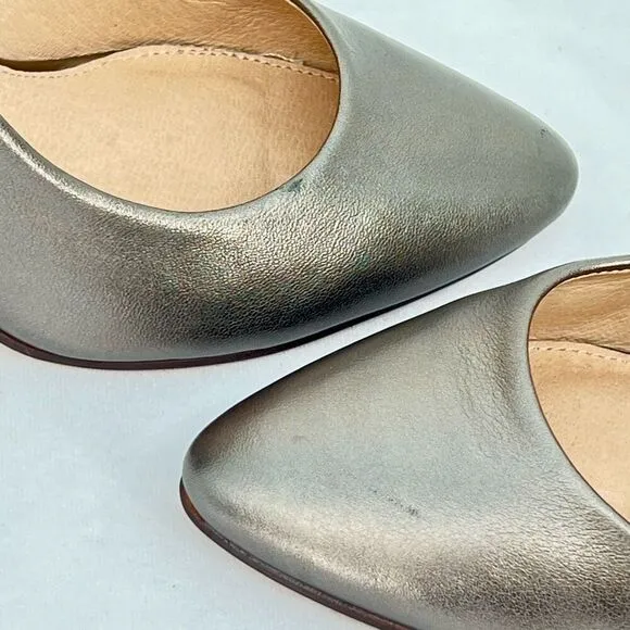 Louise et Cie Landon Gunmetal Leather Metallic Column Heel Pointed Toe Pumps 8.5