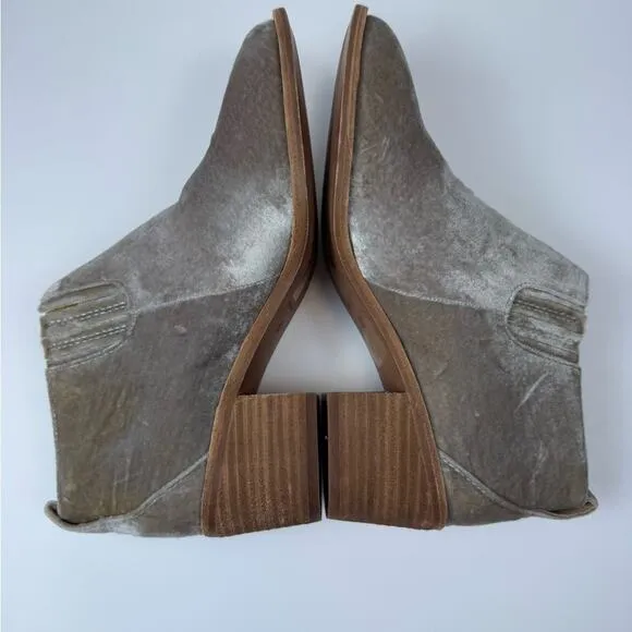 Madewell Grayson Western Chelsea Booties In Velvet Distressed Stone Size 5.5