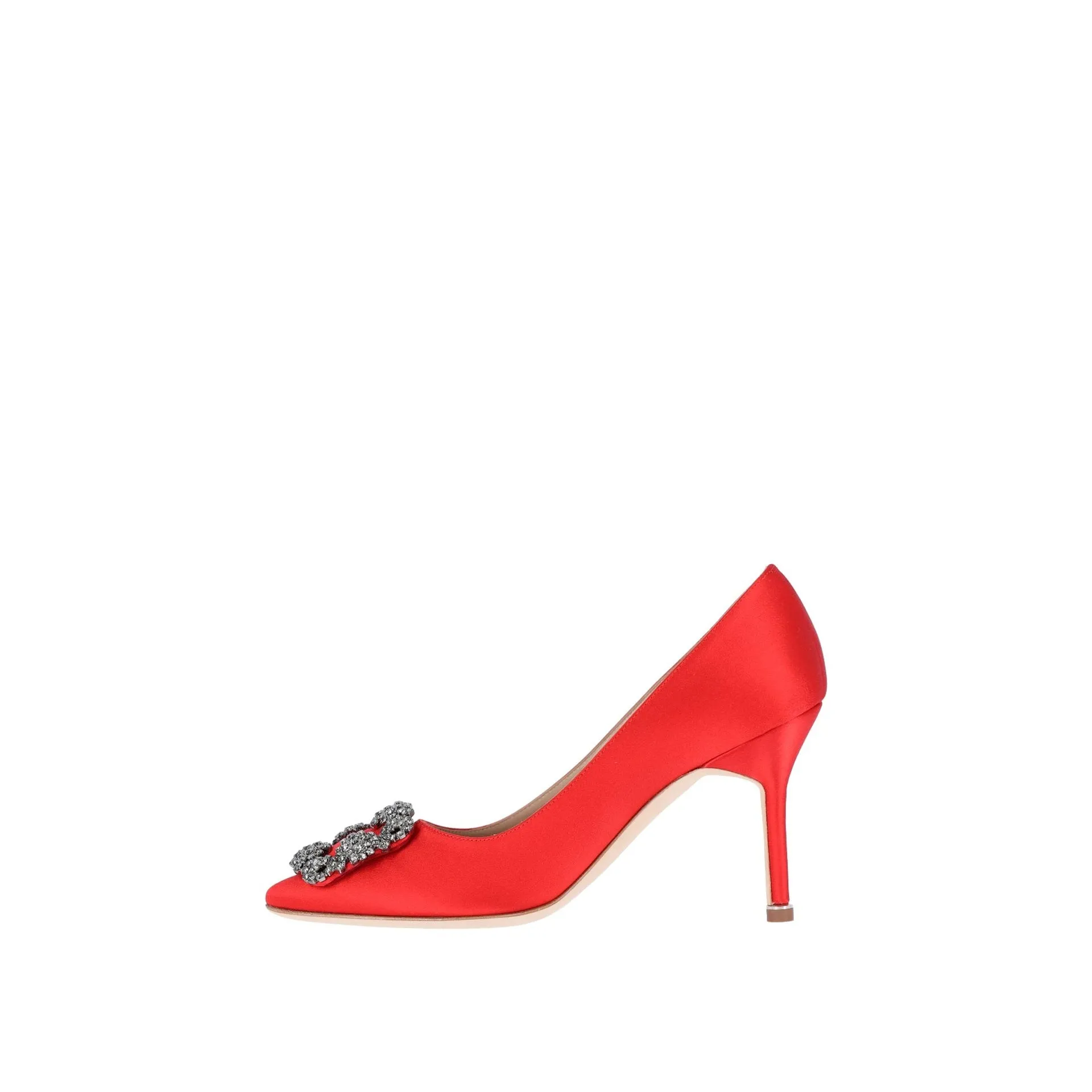 MANOLO BLAHNIK Satin Pumps with Crystal Embellishments