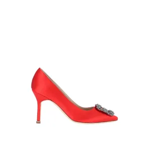 MANOLO BLAHNIK Satin Pumps with Crystal Embellishments