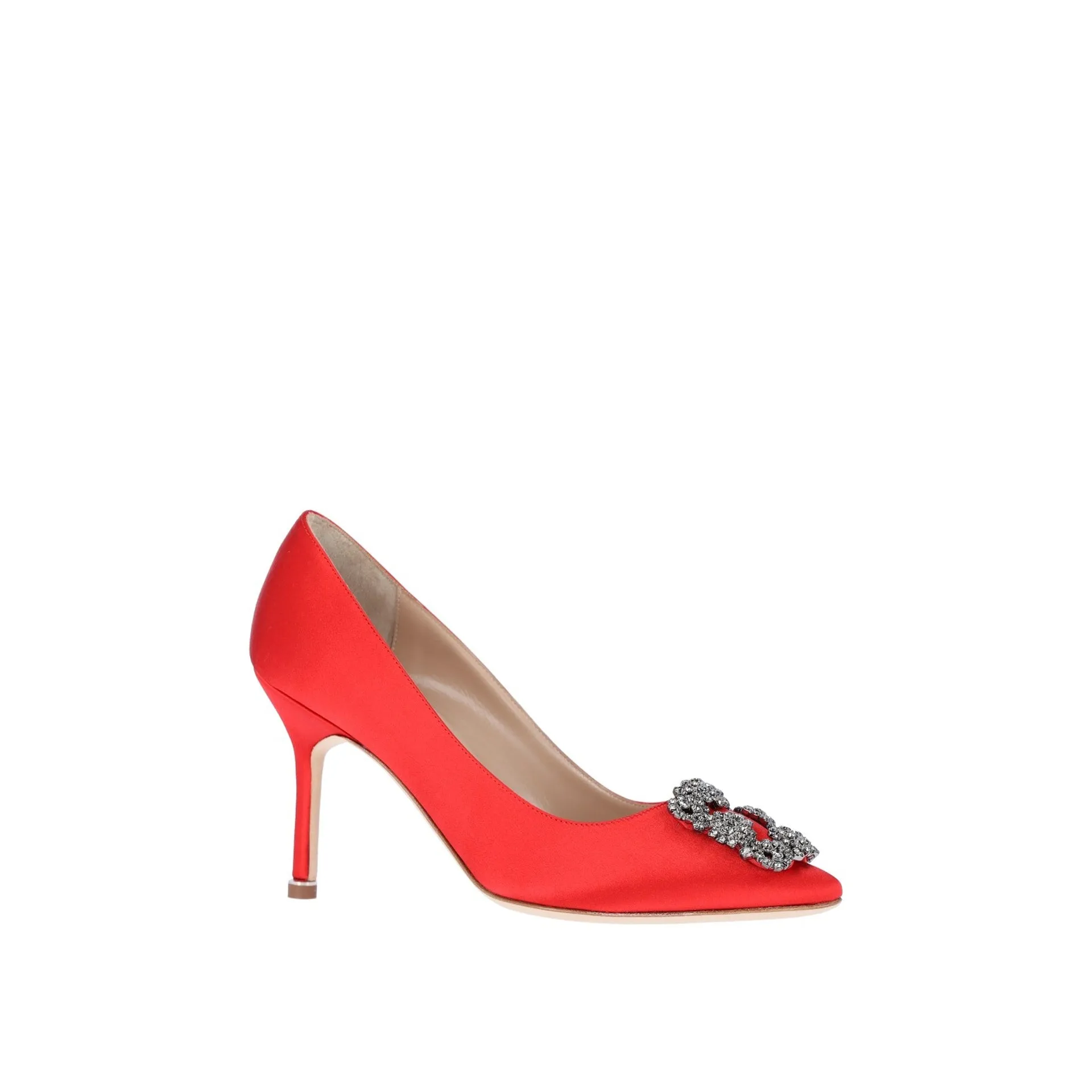 MANOLO BLAHNIK Satin Pumps with Crystal Embellishments
