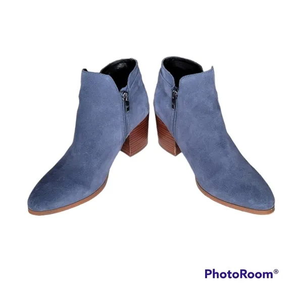 MARC FISHER Vandy Blue Suede Ankle Boots