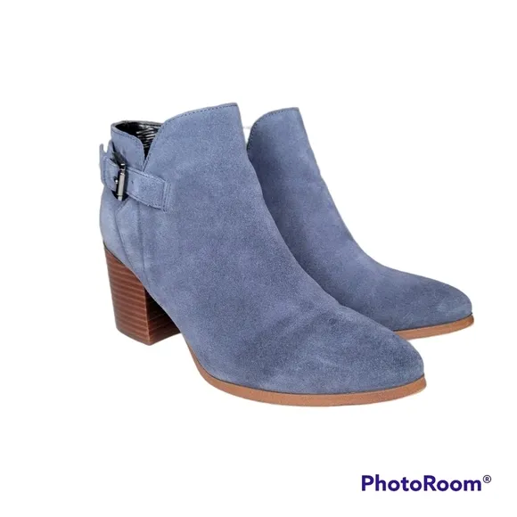 MARC FISHER Vandy Blue Suede Ankle Boots