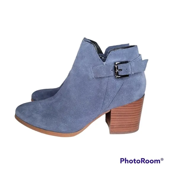 MARC FISHER Vandy Blue Suede Ankle Boots