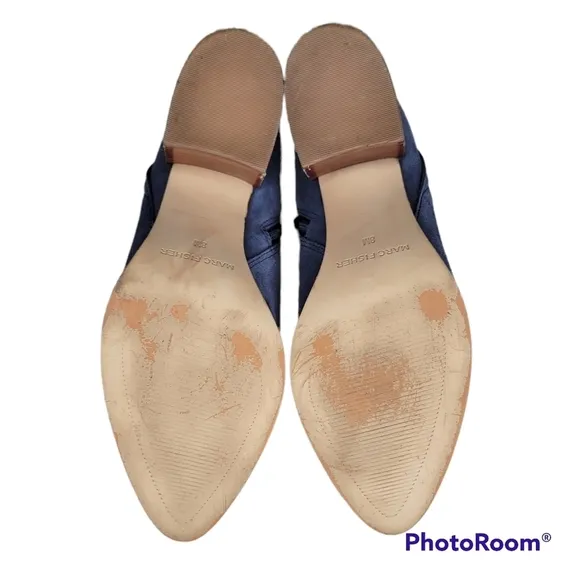 MARC FISHER Vandy Blue Suede Ankle Boots