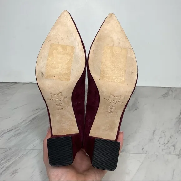 Marc Fisher Zala Burgundy Wine Suede Pump 6 1/2 M