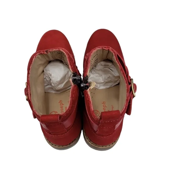 Marc Joseph | NIB Green Point Red Nubuck Fringe Leather Ankle Booties Girl's 11