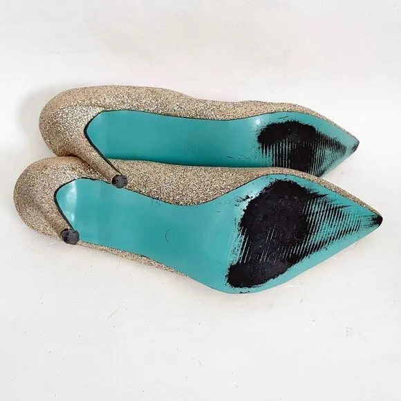 Marc Defang Gold Glitter Stiletto Heel Pumps Size 9.5