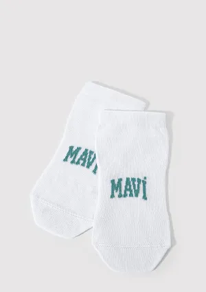 Mavi Logo Detailed White Ankle Socks