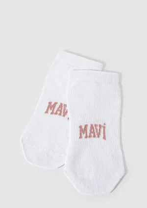 Mavi Logo Detailed White Ankle Socks