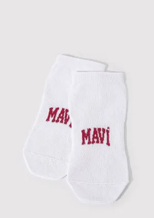 Mavi Logo Detailed White Ankle Socks