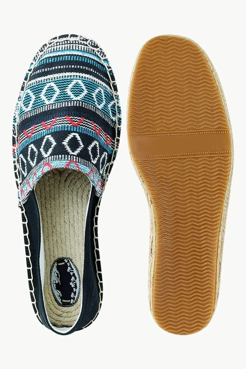 Men's Blue Jacquard Embroidered Espadrilles