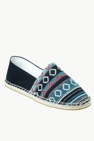 Men's Blue Jacquard Embroidered Espadrilles