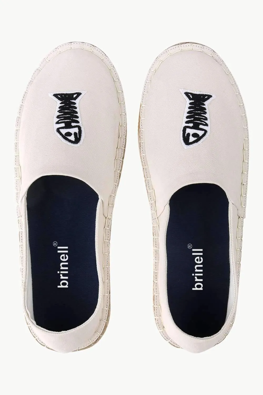 Mens Embroidered Oatmeal Espadrilles