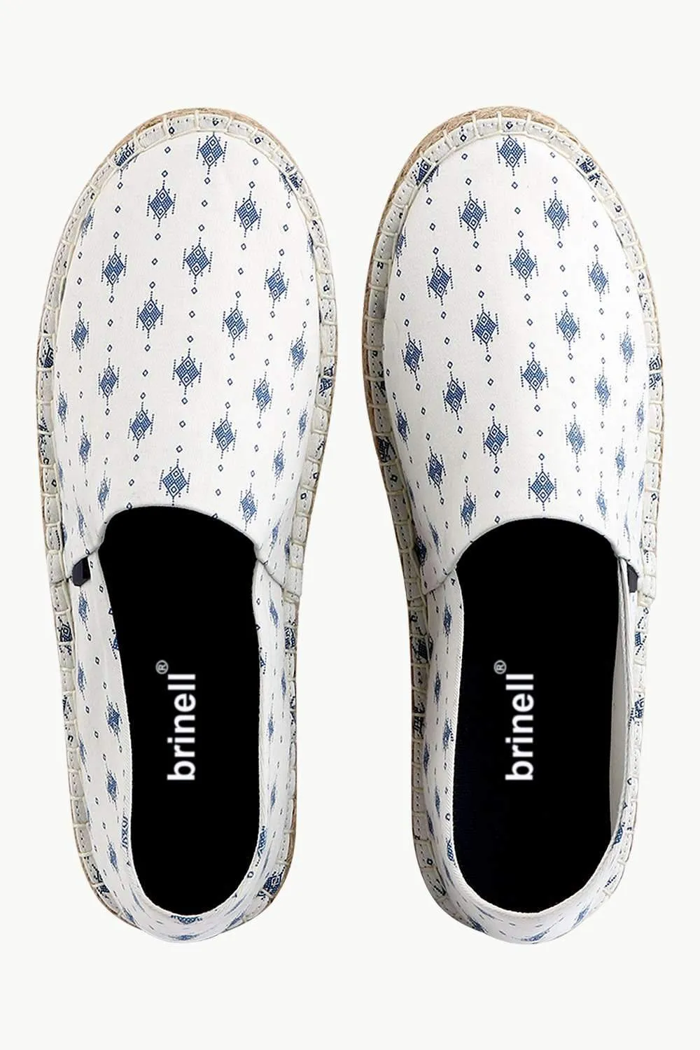 Men's Ethnic Print White Espadrilles