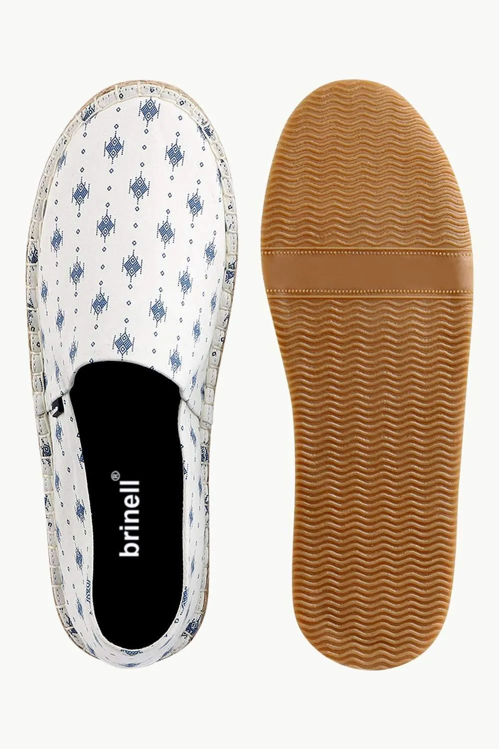 Men's Ethnic Print White Espadrilles